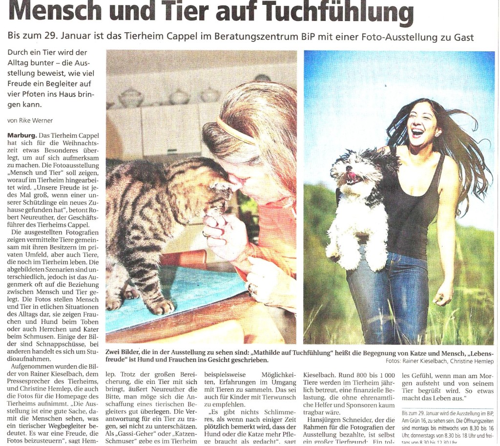 Oberhess. Presse 3.12.2015, Ausstllg. Mensch und Tier