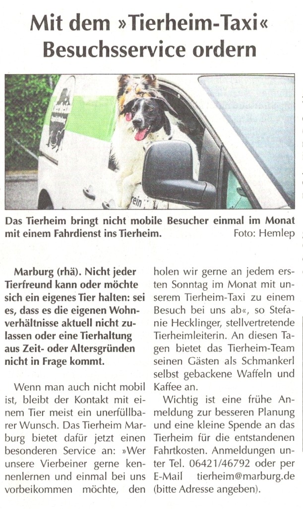 SoMo 24.7.16, Tierheim-Taxi